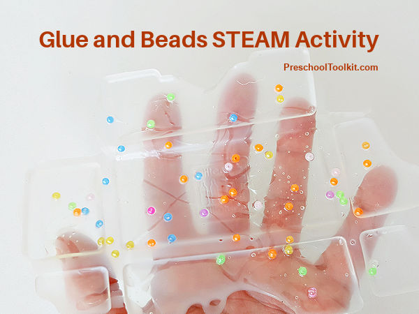 science for preschoolers using beads and glue