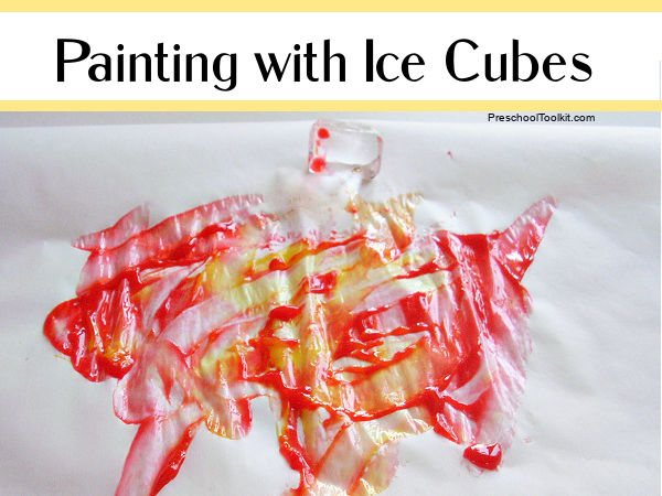 ice cube painting activity on foil for kids