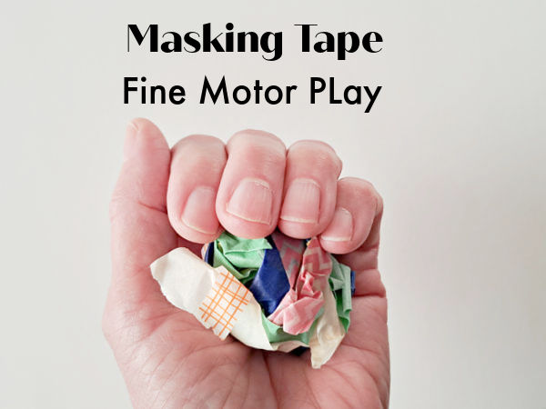 preschoolers fine motor play with sticky tape