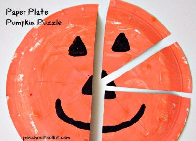 Kids pumpkin paper plate craft for fall season