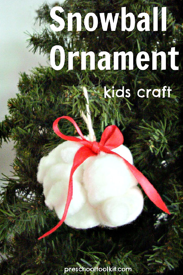 Snowball Christmas ornament craft for kids