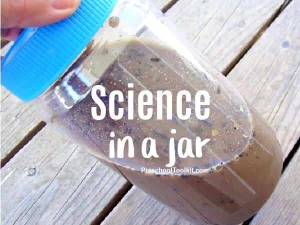 kids science activity mixing materials in a jar