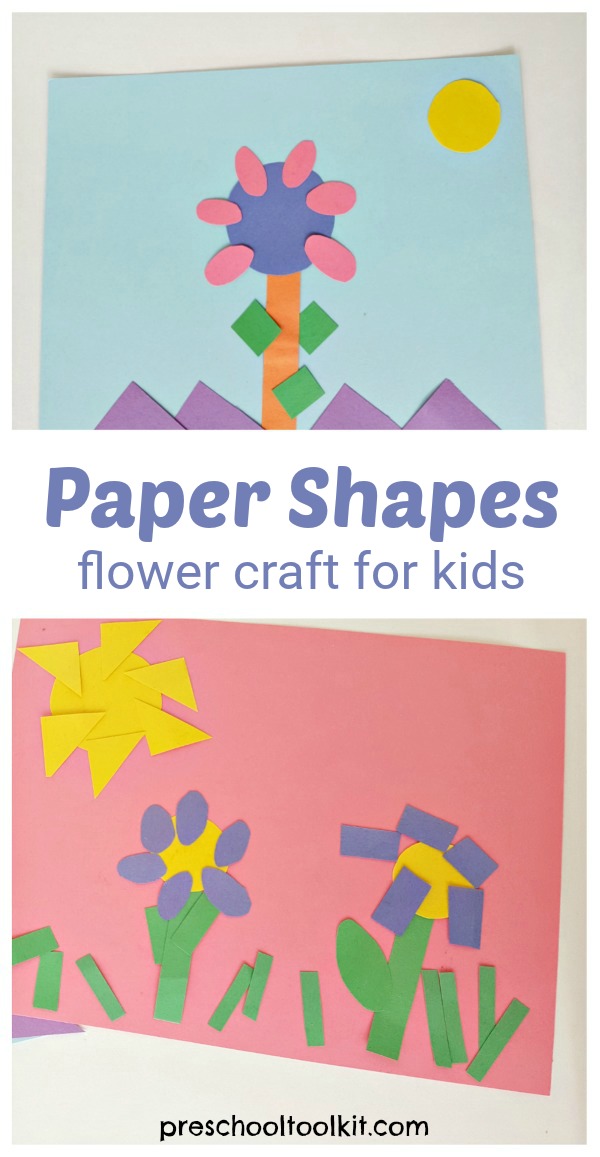 Paper shapes flower craft for preschoolers