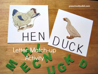 Letters of the alphabet matching activity for preschoolers