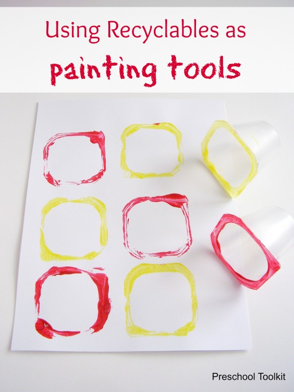 Paint with recycled containers for a process art activity