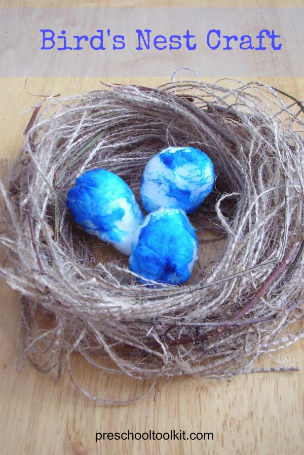 Bird nest burlap craft for kids
