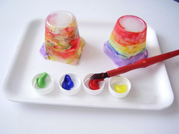 Paint yogurt cup to make an octopus