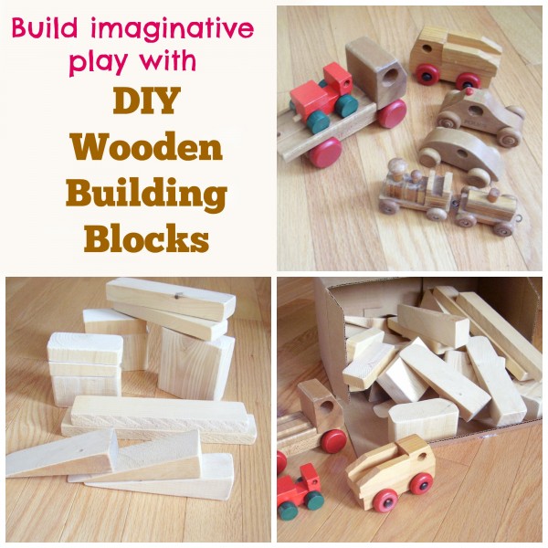 Set of wood blocks to make for kids creative play