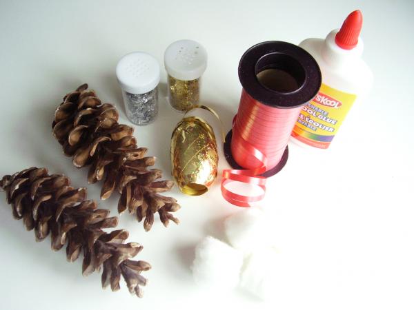 Kids can decorate a pine cone ornament