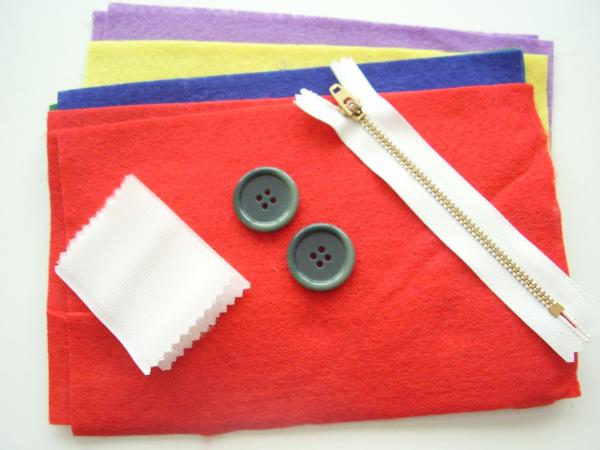 Supplies for a felt busy book