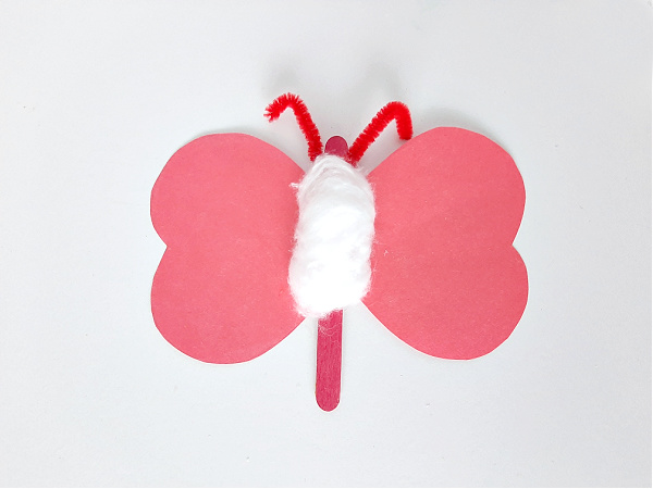 Kids easy craft stick Valentine butterfly