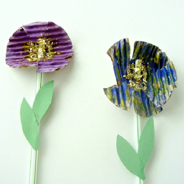Cardboard flowers easy craft for preschool and kindergarten