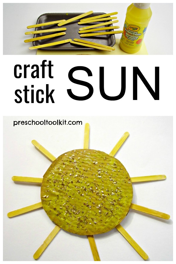 Craft stick sun preschool painting activity
