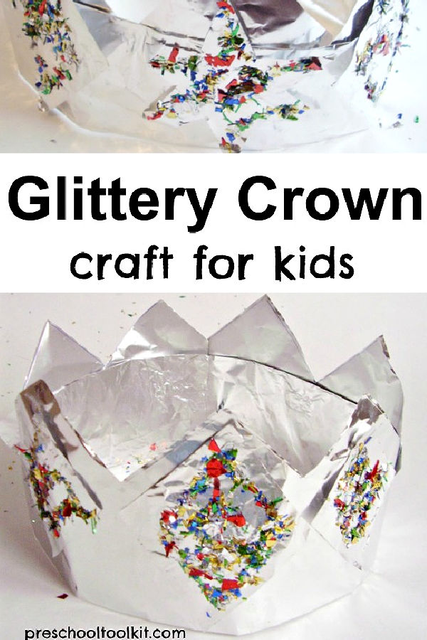 King and Queen pretend play with a crown craft for preschoolers