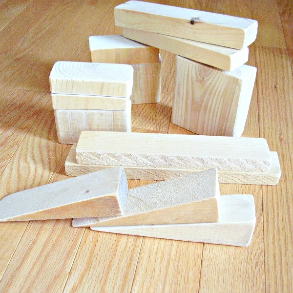 Homemade set of building blocks from wood scraps
