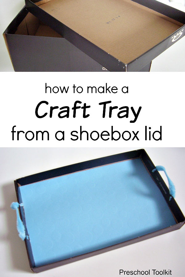 Homemade cardboard tray for craft supplies