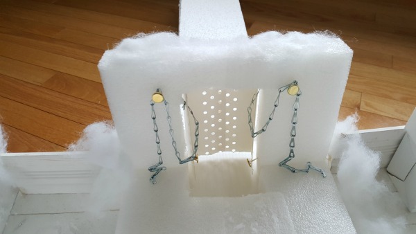 Inside view of the construction of the drawbridge in the winter castle craft