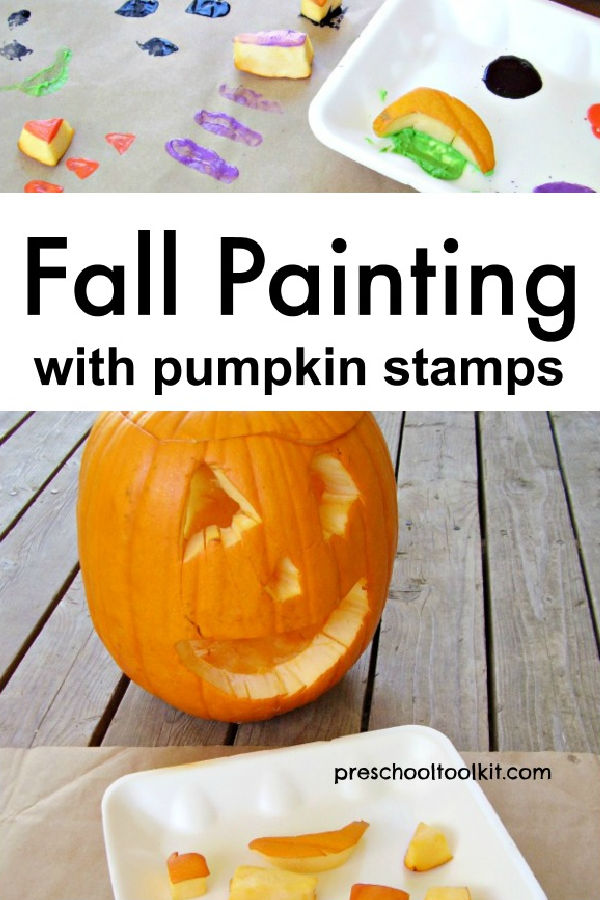 painting with pumpkin cutouts preschool activity