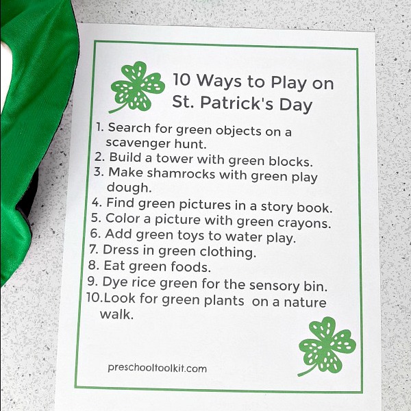 List of kids activities for St. Patrick's Day theme