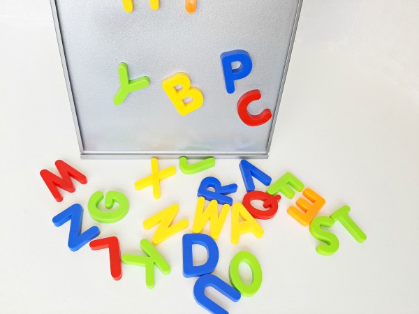 Magnetic letters literacy activities with cookie sheet or magnetic board
