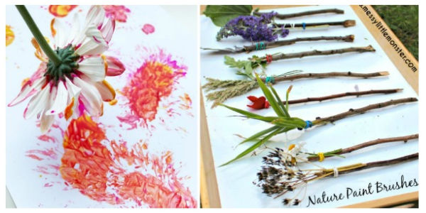 Use items from nature as paint brushes