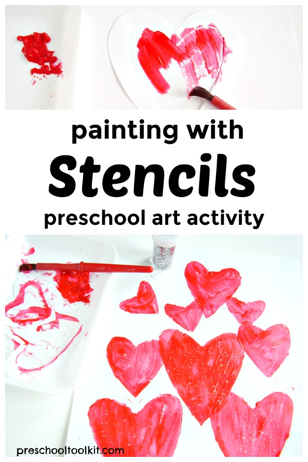 Valentine Painting Activity with Stencils » Preschool Toolkit