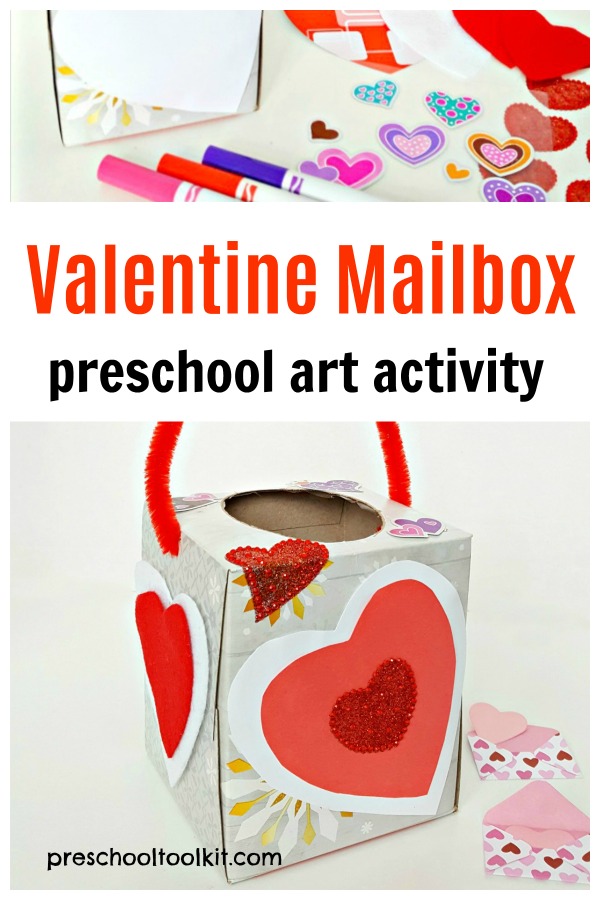 Preschool art activity Valentine theme mailbox