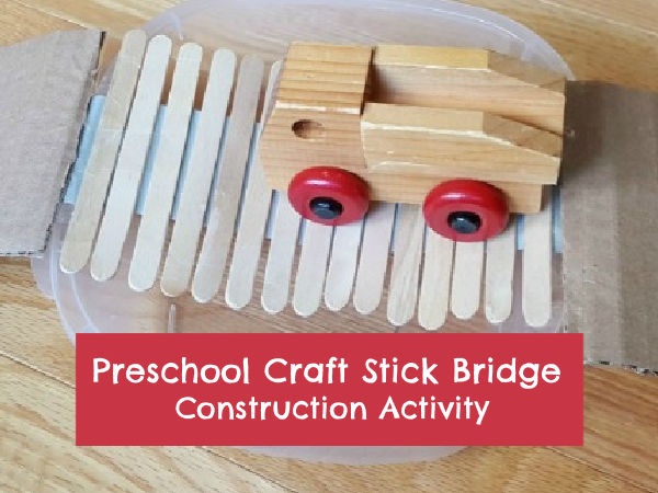 Kids building activity with craft sticks