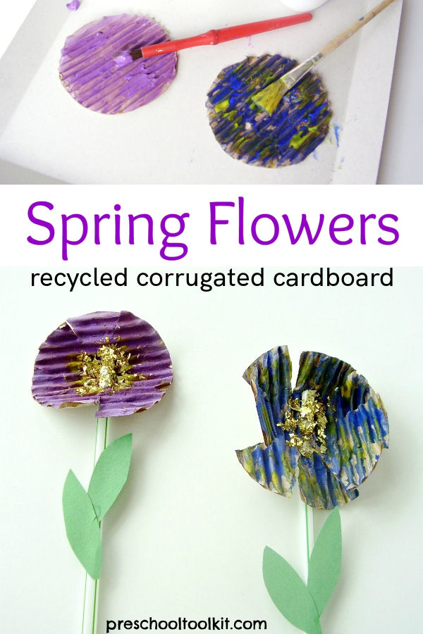 Flowers cardboard craft for preschool and kindergarten