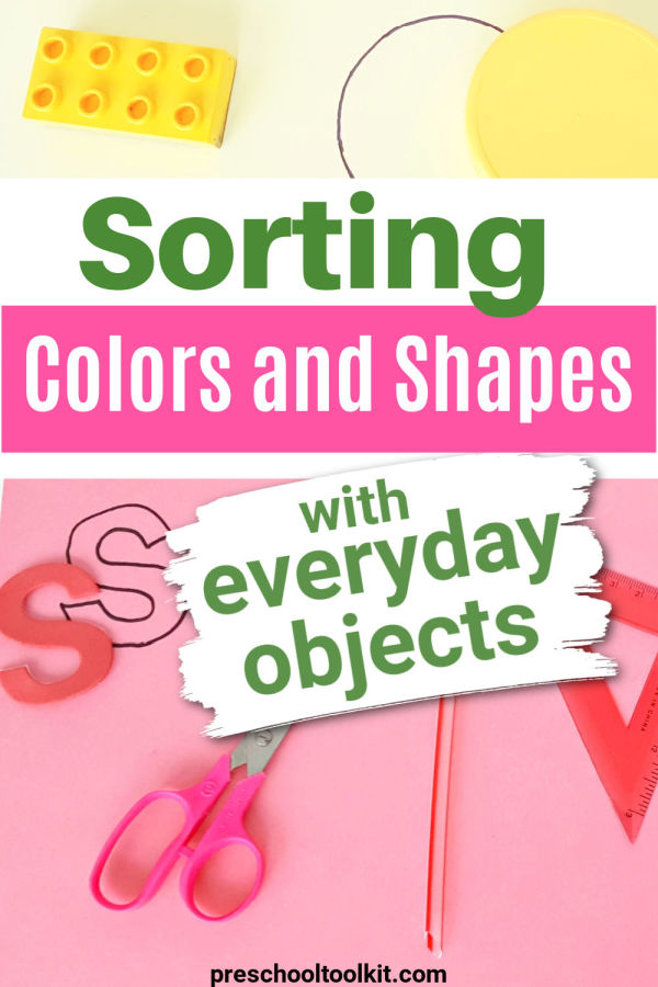 Preschool sorting activity with color and shape early math