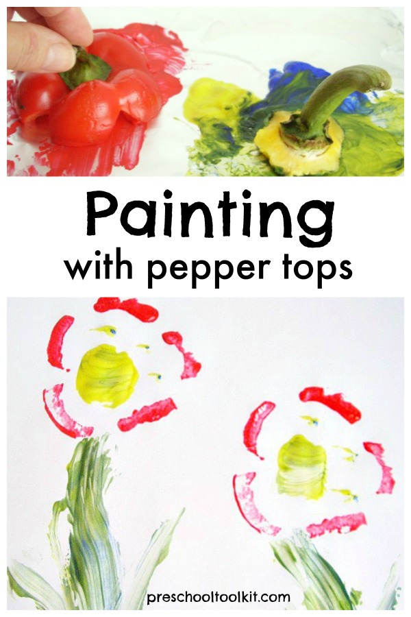 Painting activity with bell peppers