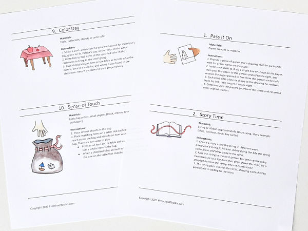 Printable file small group preschool activities