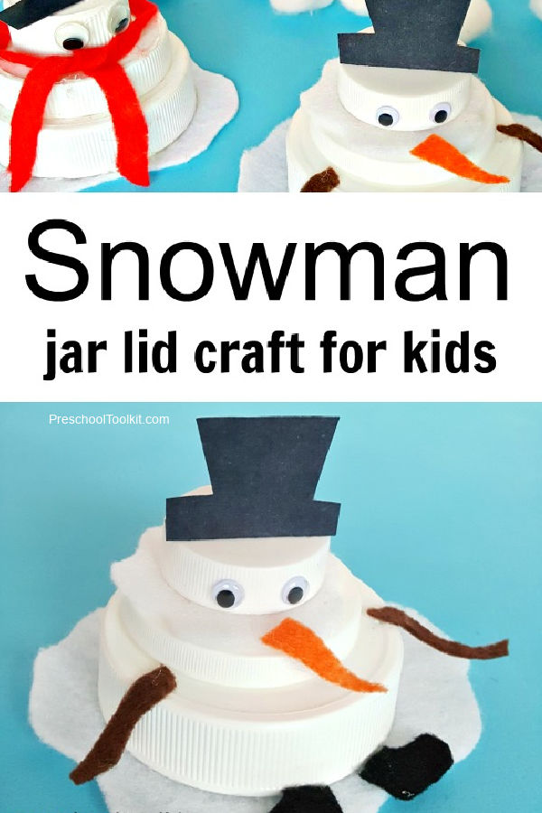 melting snowman preschool craft with recyclables