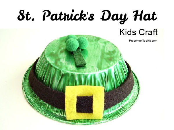 Kids St. Patrick's Day hat craft using a foil bowl