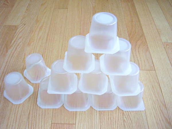 Stacking yogurt cups kids building activity