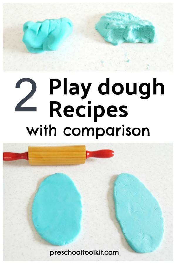 Two play dough recipes with comparison of results included in post