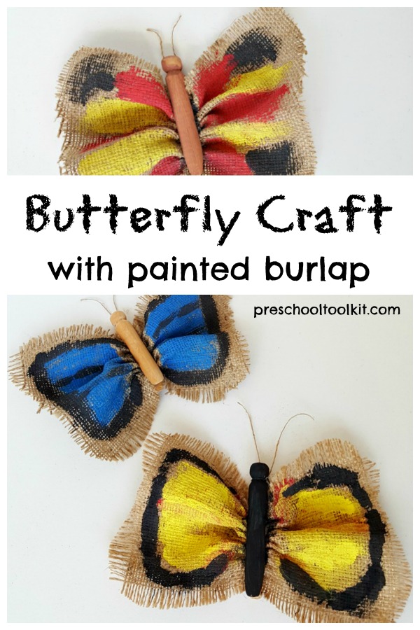 Burlap butterfly kids painting activity