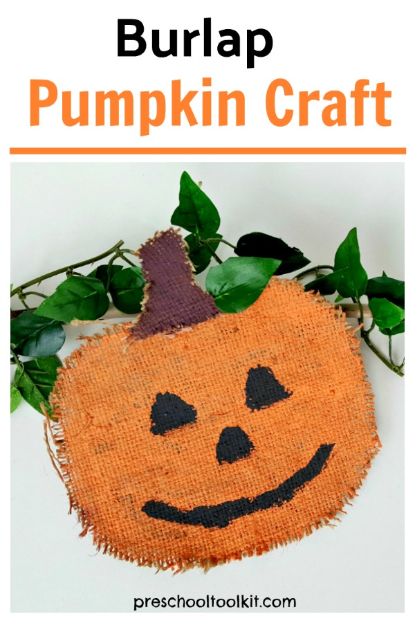 Burlap pumpkin craft creative art activity for kids 
