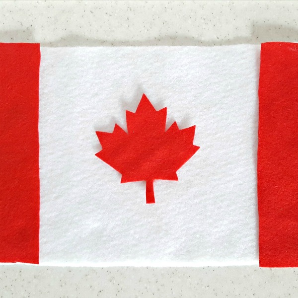 Canada Day preschool activity with felt flag on the felt board
