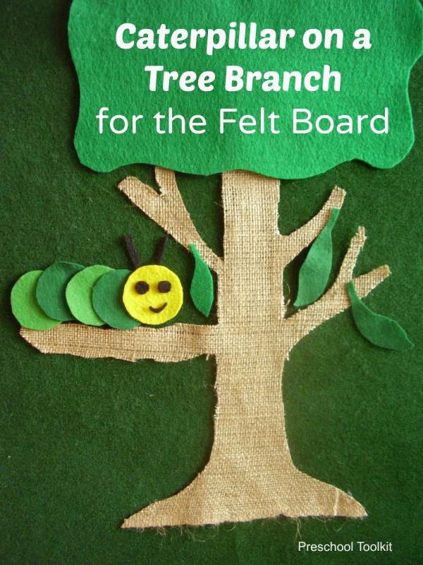 Caterpillar on a tree branch felt board activity for preschoolers