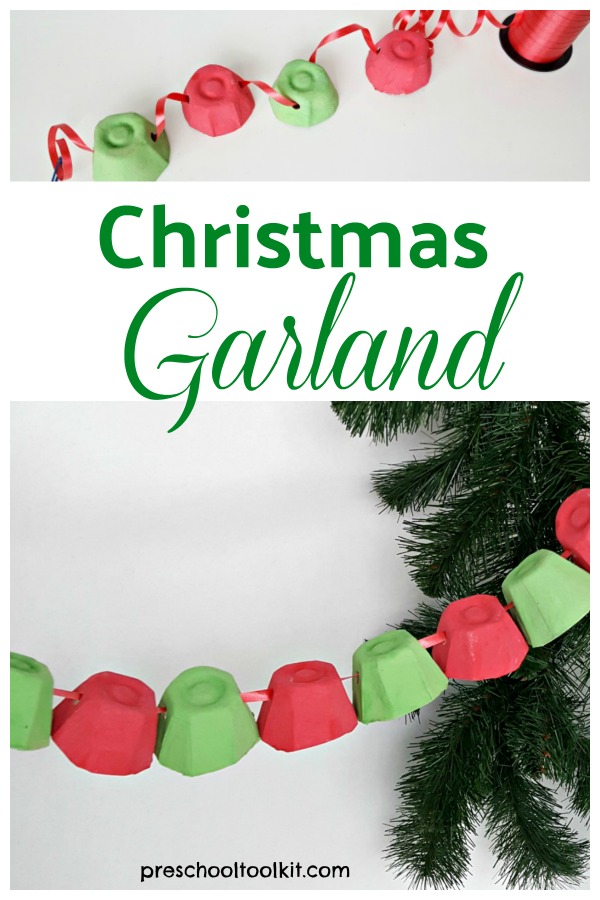 Christmas garland kids craft using recycled egg cups