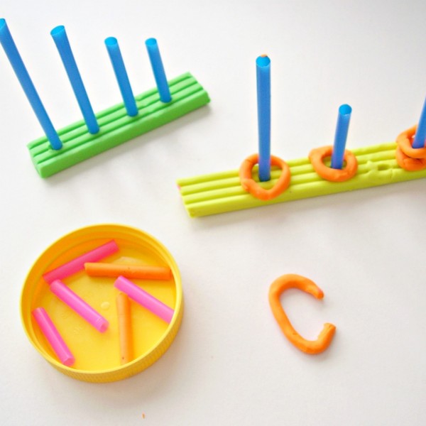 Clay and straws fine motor activties for preschoolers