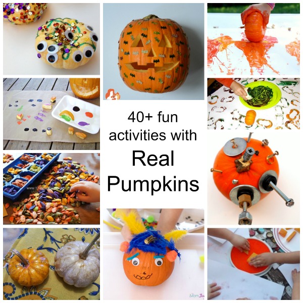 Fall season family activities with real pumpkins