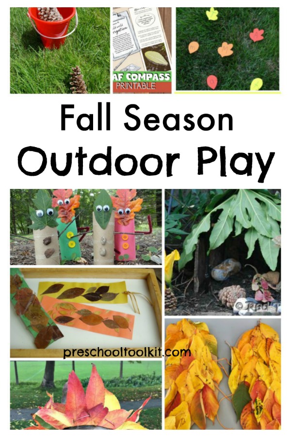 Fall season outdoor play with preschoolers