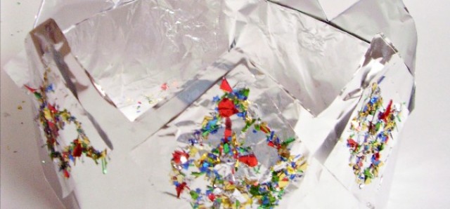 Foil crown craft for preschool pretend play or New Years Eve celebration