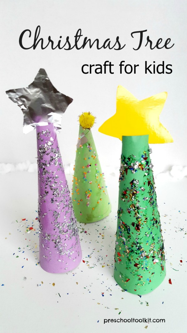 Kids can make a tree craft with a cone shape