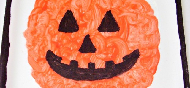 Halloween pumpkin picture painting activity for kids