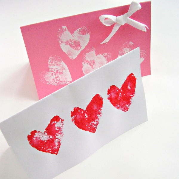 Homemade Valentine cards preschool craft