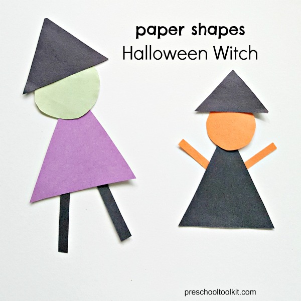 Kids Halloween craft with paper cutouts