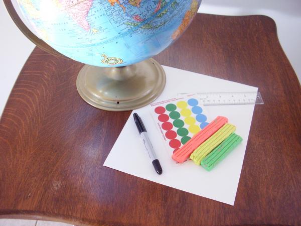 Materials for Earth Day activity using a globe